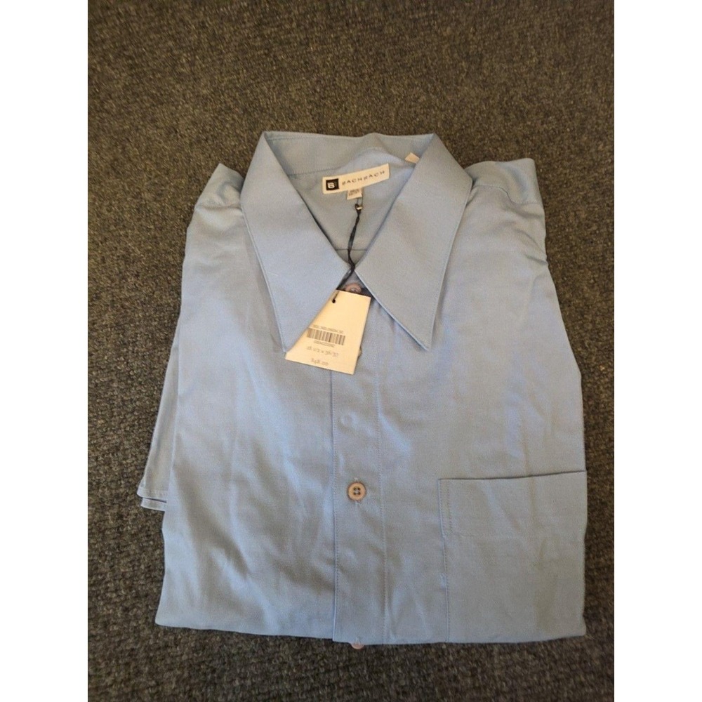Bachrach Dress Shirt Mens 18.5 36/37 Blue Solid Regular Fit French Cuff LS